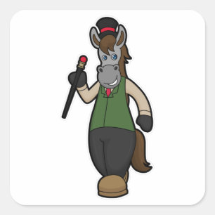 Horse with Hat & Cane Square Sticker