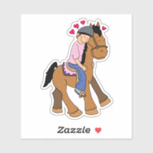 Horse with Hearts Pink Rider Sticker