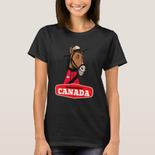 Horse With Mountie Hat Holiday Or Canada Day T-Shirt
