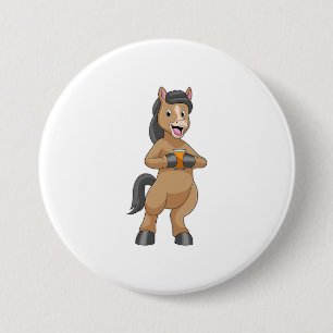 Horse with Mug of Orange juice 7.5 Cm Round Badge