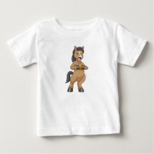 Horse with Mug of Orange juice Baby T-Shirt