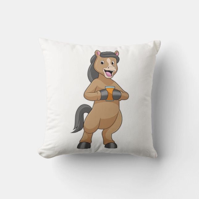 Horse with Mug of Orange juice Cushion (Front)
