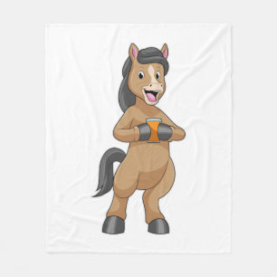 Horse with Mug of Orange juice Fleece Blanket