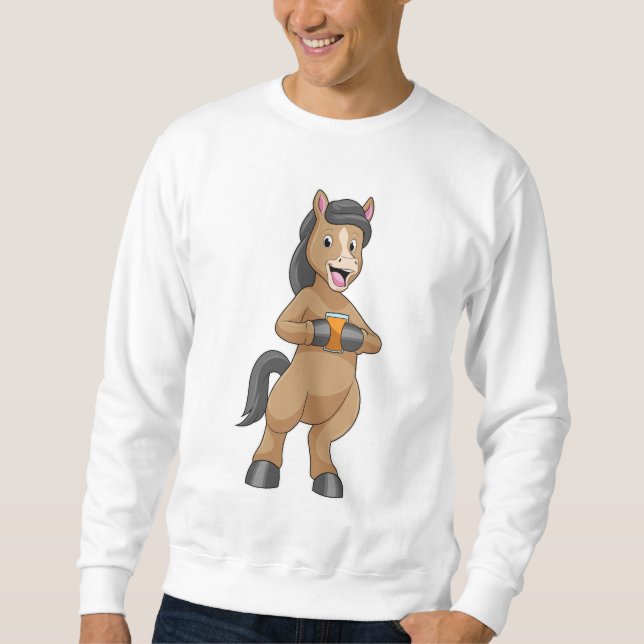 Horse with Mug of Orange juice Sweatshirt (Front)