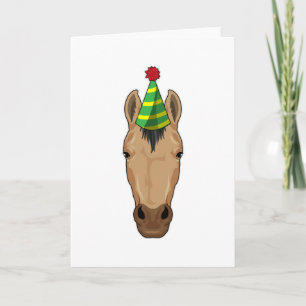 Horse with Party hat Card