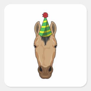 Horse with Party hat Square Sticker