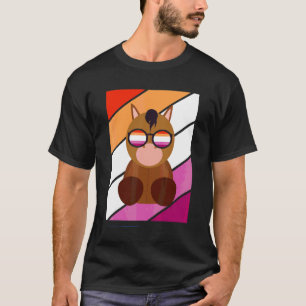 Horse With Pride Lesbian Flag Lgbtq Proud Ally Pri T-Shirt
