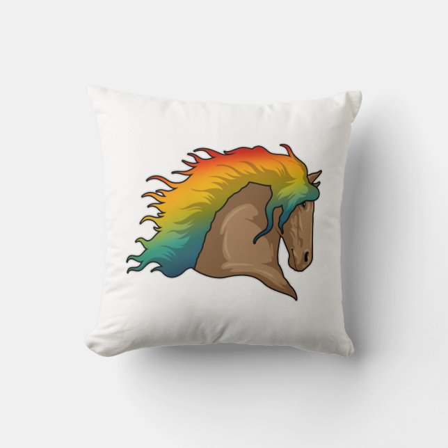 Horse with Rainbow Hairs Cushion (Front)