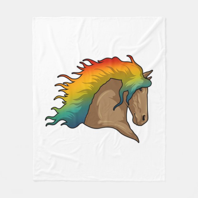 Horse with Rainbow Hairs Fleece Blanket (Front)