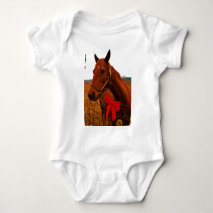 Horse with Red Bow Baby Bodysuit