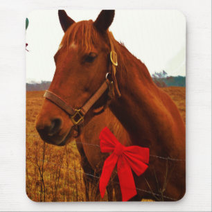 Horse with Red Bow Mouse Mat