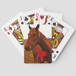 Horse with Red Bow Playing Cards