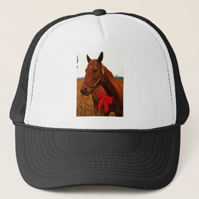 Horse with Red Bow Trucker Hat (Front)