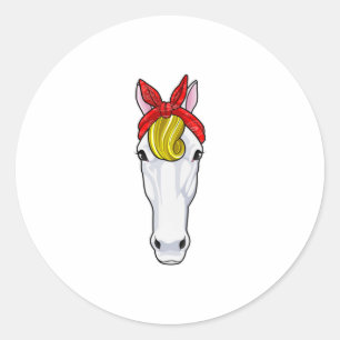 Horse with Ribbon Classic Round Sticker