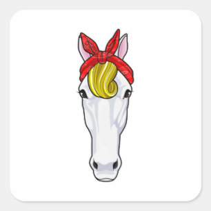 Horse with Ribbon Square Sticker