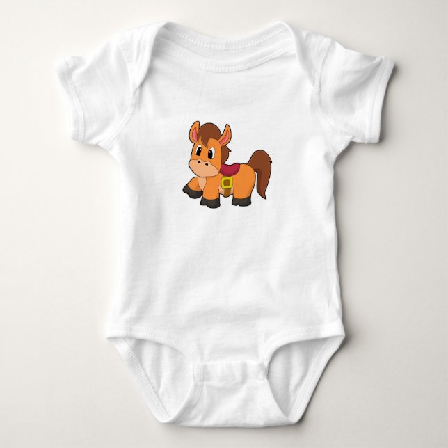 Horse with Saddle Baby Bodysuit (Front)