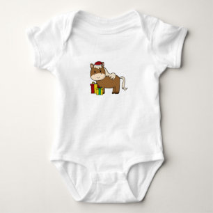 Horse with Santa hat & Gifts Baby Bodysuit