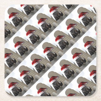 Horse with Santa Hat Square Paper Coaster