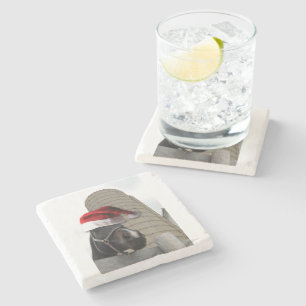 Horse with Santa Hat Stone Coaster