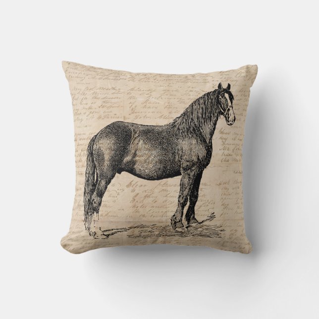 Horse with Script Paper Cushion (Front)