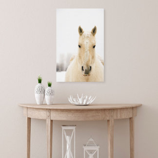 Horse with snow on head canvas print