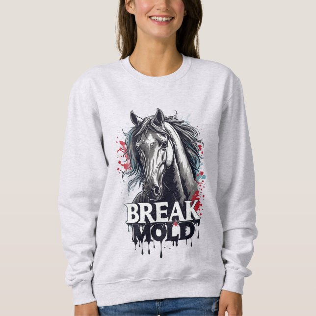 Horse With Splash Art, Bold Typography Sweatshirt (Front)