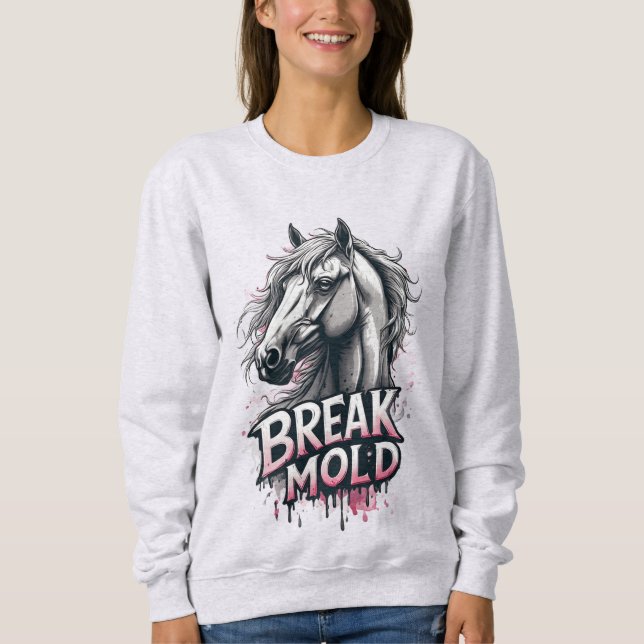 Horse With Splash Art, Bold Typography Sweatshirt (Front)