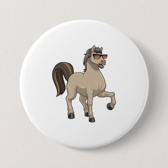 Horse with Sunglasses 7.5 Cm Round Badge (Front)