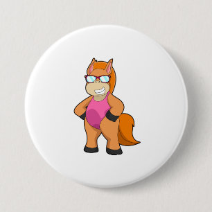 Horse with Sunglasses 7.5 Cm Round Badge
