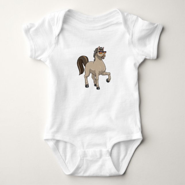 Horse with Sunglasses Baby Bodysuit (Front)
