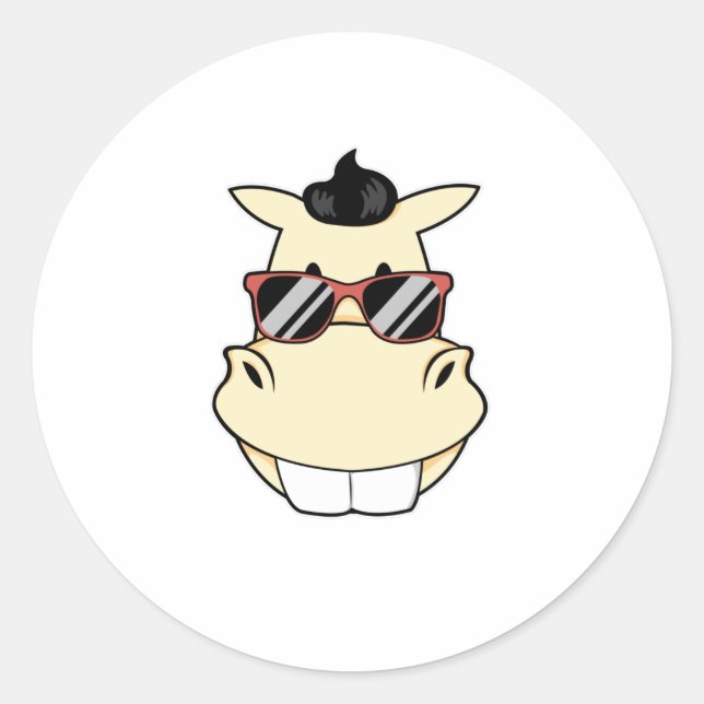Horse with Sunglasses Classic Round Sticker (Front)