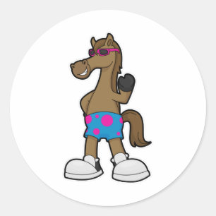 Horse with Sunglasses Classic Round Sticker