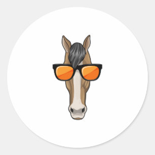 Horse with Sunglasses Classic Round Sticker