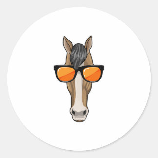 Horse with Sunglasses Classic Round Sticker