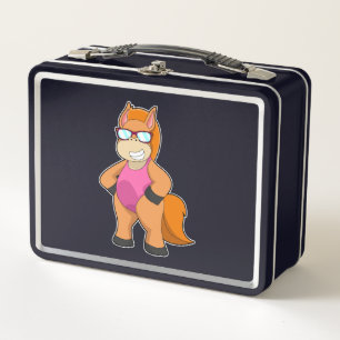 Horse with Sunglasses Metal Lunch Box