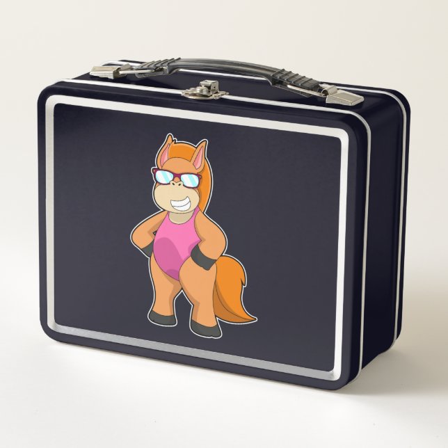 Horse with Sunglasses Metal Lunch Box (Front)