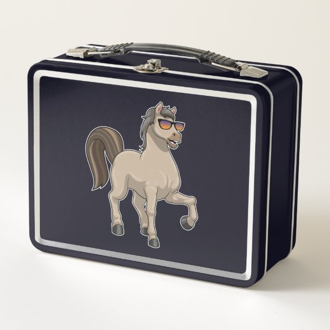 Horse with Sunglasses Metal Lunch Box (Front)