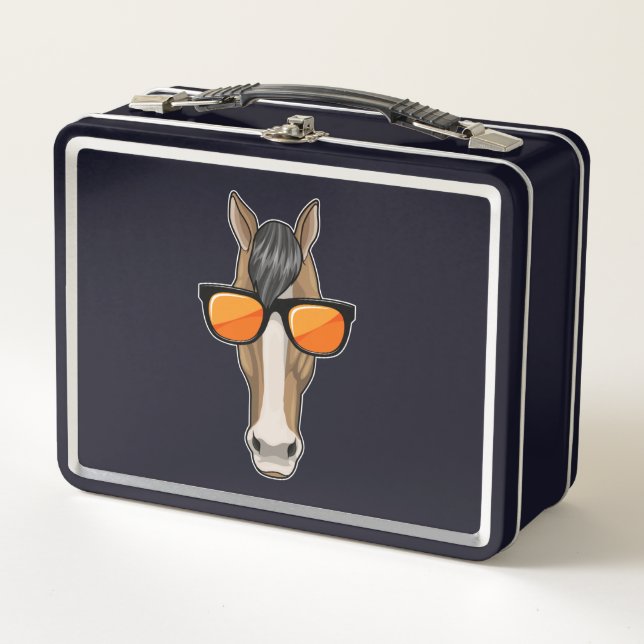 Horse with Sunglasses Metal Lunch Box (Front)