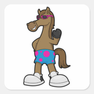 Horse with Sunglasses Square Sticker
