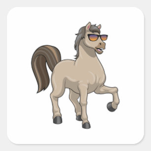 Horse with Sunglasses Square Sticker