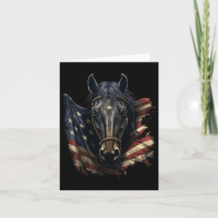 Horse With Usa Flag Horseback Riding Equestrian Fo Card