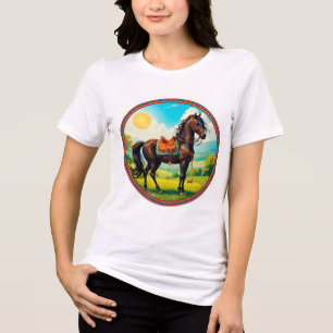 Horse With Vibrant Background Tri-Blend Shirt