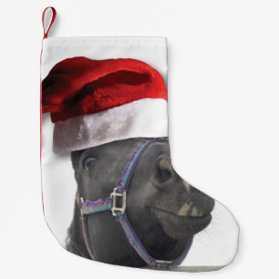 Horse withSanta Claus Hat Small Christmas Stocking