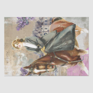 Horse Woman Horseback Riding Lady Floral Decoupage Tissue Paper
