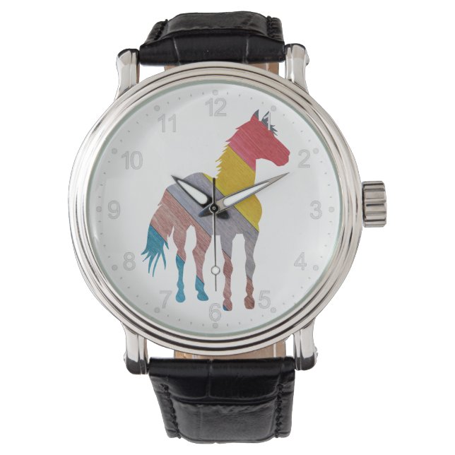 Horse wood texture colour watch (Front)