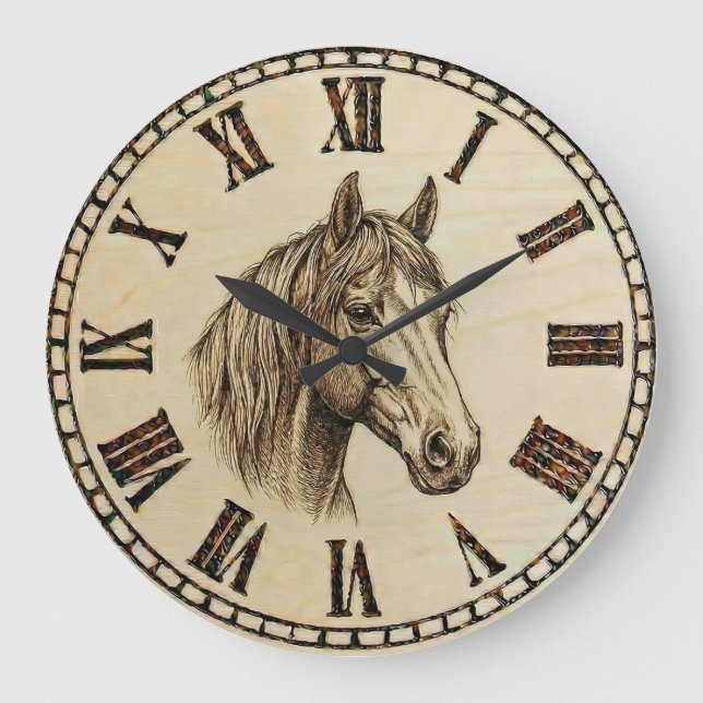 Horse Wooden Wall Clock (Front)