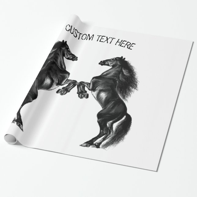 Horse Wrapping Paper - Custom Text and Colours (Unrolled)