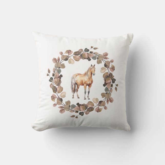 Horse Wreath Throw Pillow (Front)