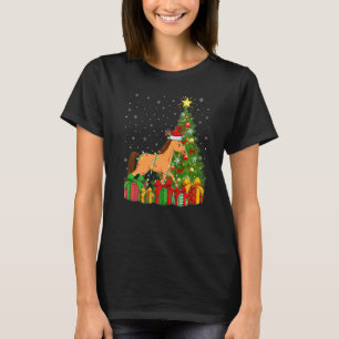 Horse  Xmas Holiday Santa Horse Christmas Tree T-Shirt