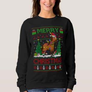 Horse Xmas Tree Lights Ugly Santa Horse Christma Sweatshirt